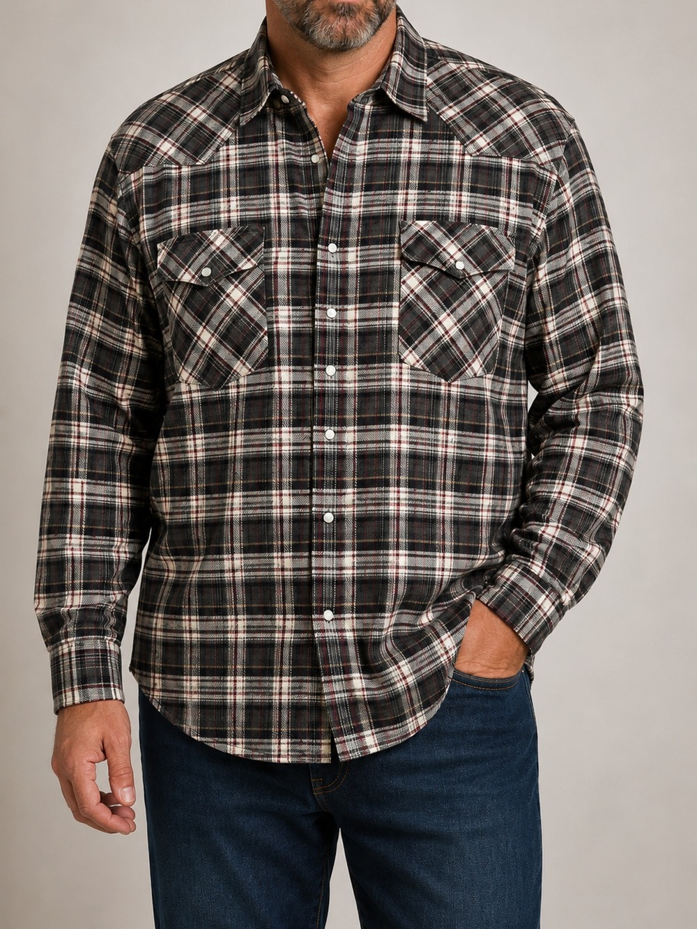 KingSize 2XL Big Plaid Flannel Shirt Western Snap Button 100% Cotton